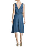 All Day Tie-Front Denim Dress, Denim