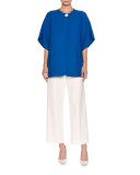 Half-Sleeve One-Button Cape, Cobalt