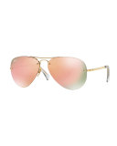 Rimless Mirrored Iridescent Aviator Sunglasses