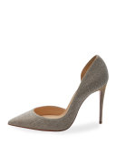 Iriza Glitter 100mm Red Sole Pump, Silver/Gold