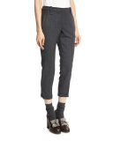 Monili-Trim Cropped Pants, Anthracite