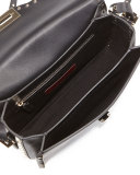 Rockstud Leather Flap-Top Shoulder Bag, Black