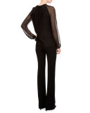 Benny Crepe Lace-Up Blouse, Black