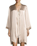 Edera Lace-Trimmed Silk Chemise, Beige/Rosa 