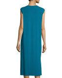 Sleeveless Round-Neck Jersey Shift Dress