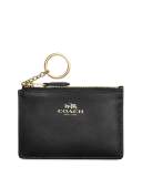 Mini ID Skinny Card Case Key Chain, Light Gold/Black