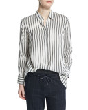 Button-Front Striped Shirt, Onyx