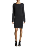 Daniella Open-Back Cashmere Sweater Dress, Charcoal