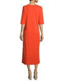 3/4-Sleeve Cotton Interlock Maxi Dress, Plus Size