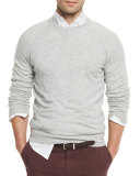 Athletic Crewneck Sweater, Light Gray