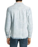 Ryan Bleached & Faded Western-Style Shirt, Pacific Water