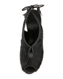 Talita Calf-Hair Wedge Sandal, Black