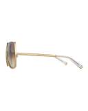 Universal Fit Danae Hexagon Butterfly Sunglasses, Gold/Silver
