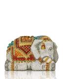 Crystal-Encrusted Elephant Clutch Bag, Silver