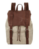 Men's Canvas & Leather Backpack, Beige