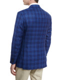 Large Plaid Two-Button Sport Coat, High Blue