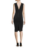 Asha Lace-Front Sheath Dress, Black