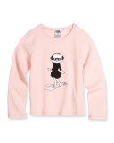 Dancing Choupette Long-Sleeve Jersey Tee, Washed Pink, Size 6-10