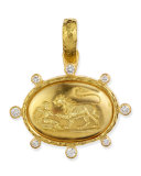 19k Gold Eros & Lion Pendant with Diamonds