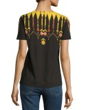 Geometric-Print Short-Sleeve T-Shirt, Black/Gold