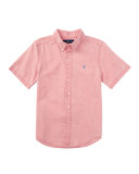 Short-Sleeve Linen-Blend Shirt, Island Red, Size 2T-4T
