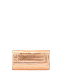 Metallic Crocodile Clutch Bag, Rose Gold