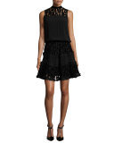 Sterling Velvet-Lace Blouson Dress