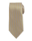 Neat 3D Diamond Printed Silk Tie, Yellow