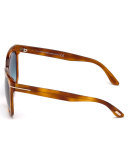 Amarra Square Acetate Sunglasses, Havana/Blue