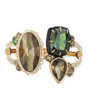 Pyrite & Emerald Cubic Zirconia Statement Cuff Bracelet