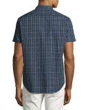 Zack S. Balance Check Short-Sleeve Sport Shirt, Blue