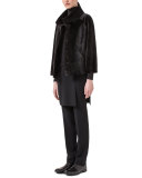 Long-Sleeve Slash-Detail Turtleneck, Black
