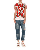 Broken Heart Crewneck Tee, Pure White/Multi