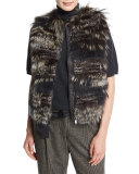 Zip-Front Fox-Fur Vest, Volcano
