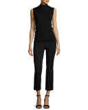 Straight Cropped Suit Pant, Black