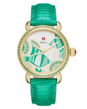 Seaside Topaz Fish Dial Watch with Diamonds, Emerald