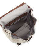 Men's Canvas & Leather Backpack, Beige