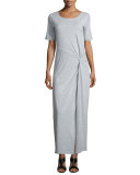 Short-Sleeve Ruched Jersey Maxi Dress 