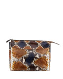 Two-For-One 12 Python Pouch, Sahara/Navy