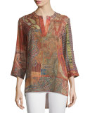Carly Roll-Tab Tunic Blouse