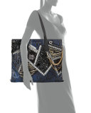 Wingman Snake-Embossed Tote Bag, Cobalt/Multi