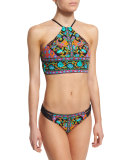 King's Road Stargazer High-Neck Printed Swim Top