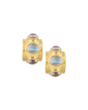 Moonstone Cabochon Clip/Post Earrings