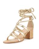 Cayman Lace-Up Metallic 60mm Sandal, Mekong
