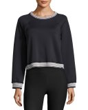 Club Raglan Rib-Stripe Sweatshirt, Black