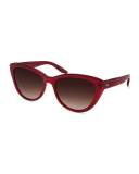 Graziana Cat-Eye Acetate Sunglasses, Crushed Heart