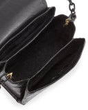 Crocodile Triple-Gusset Mini Crossbody Bag, Black Matte