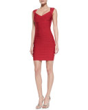 Cross-Bust Open-Back Bandage Dress, Lipstick
