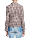 Jayden Plaid Linen Blazer, Ecru