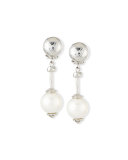 Silver-Plate & Pearly Drop Clip Earrings
